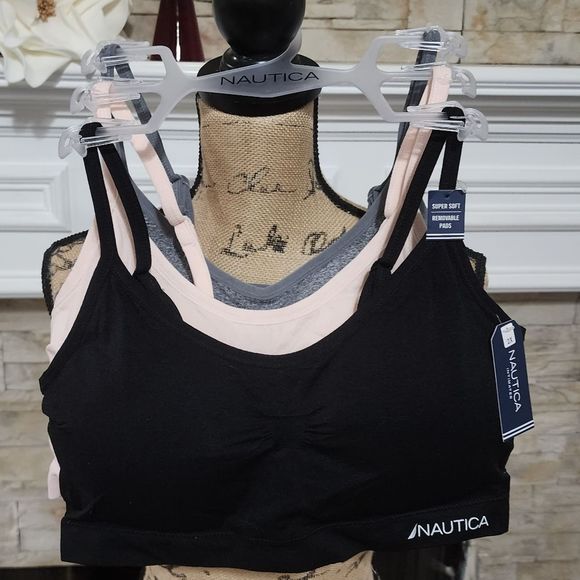 Nautica 3pk super soft active athletic workout lounge bras plus size 2X new!!! - Picture 1 of 8